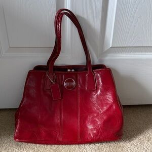 Coach Cherry Red Leather Shoulder Bag